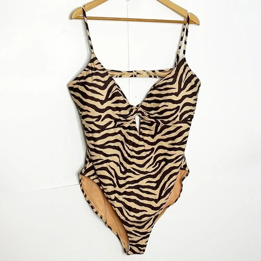 NWT J.Crew Front Twist one-piece in zebra stripe